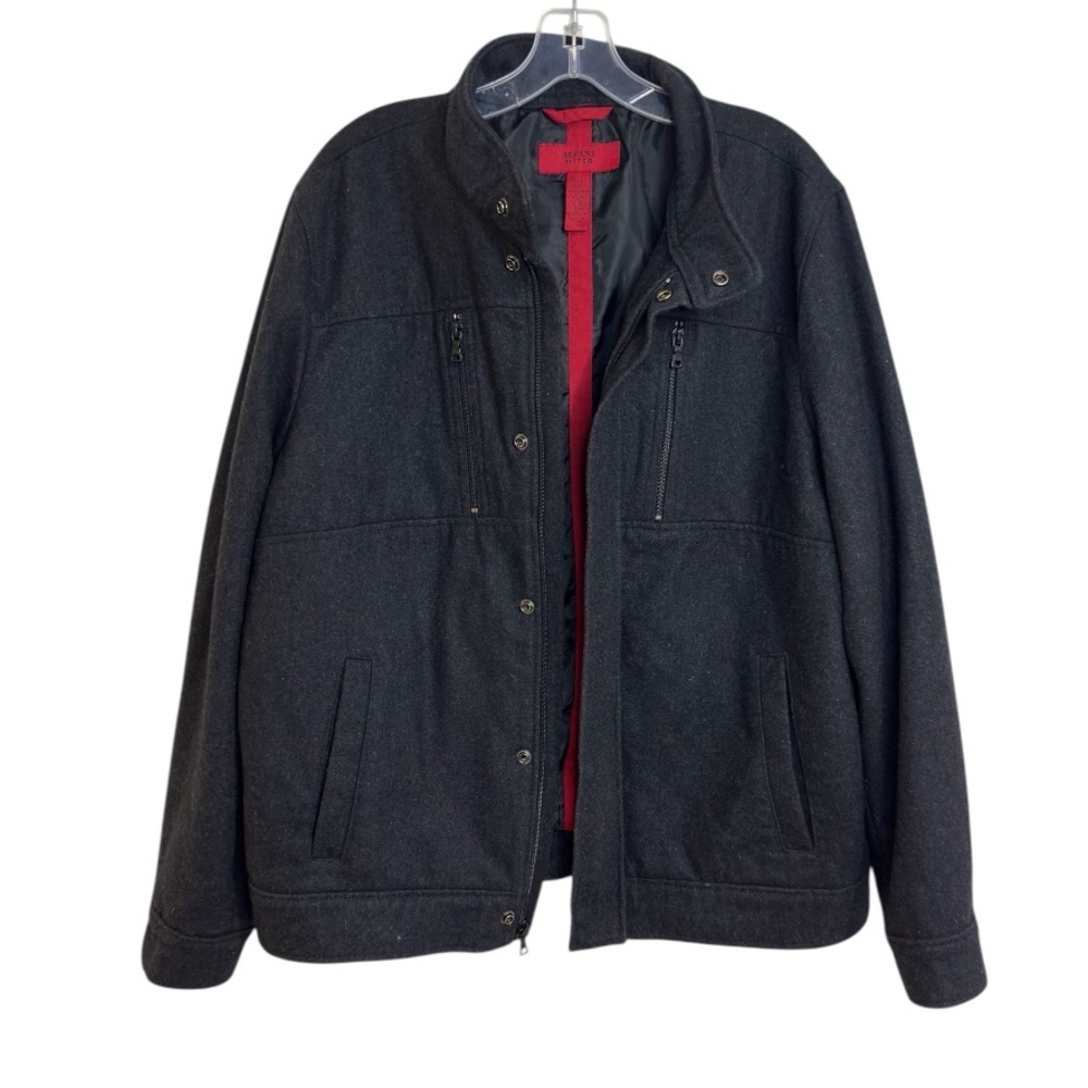 Alfani Fitted Men’s Jacket Charcoal Wool-Blend  Zip-Up & Snap Front Size L